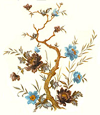 Tree of Life with Floral  Blue and Brown Flowers